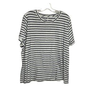 J. Crew Womens Girlfriend Tee Size 3x Black white striped brenton French stripe